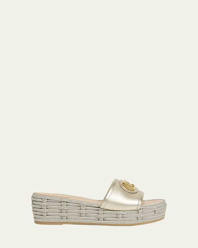 VLogo Metallic Medallion Platform Espadrilles